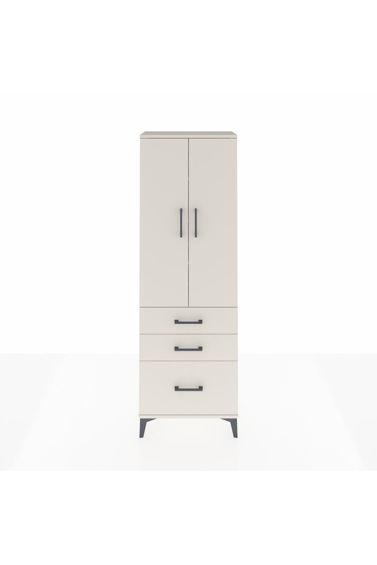 Arges Dolap 4 Raflı 3 Çekmeceli 2 Kapaklı 60x30x182 Aytaşı-Aytaşı