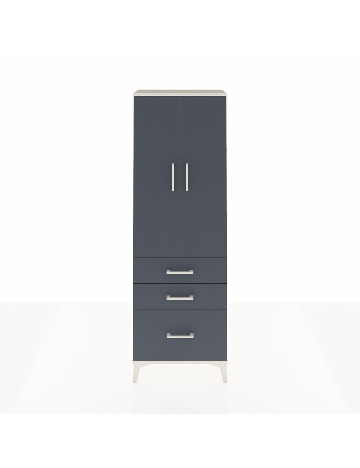 Arges Dolap 4 Raflı 3 Çekmeceli 2 Kapaklı 60x30x182 Aytaşı-Antrasit