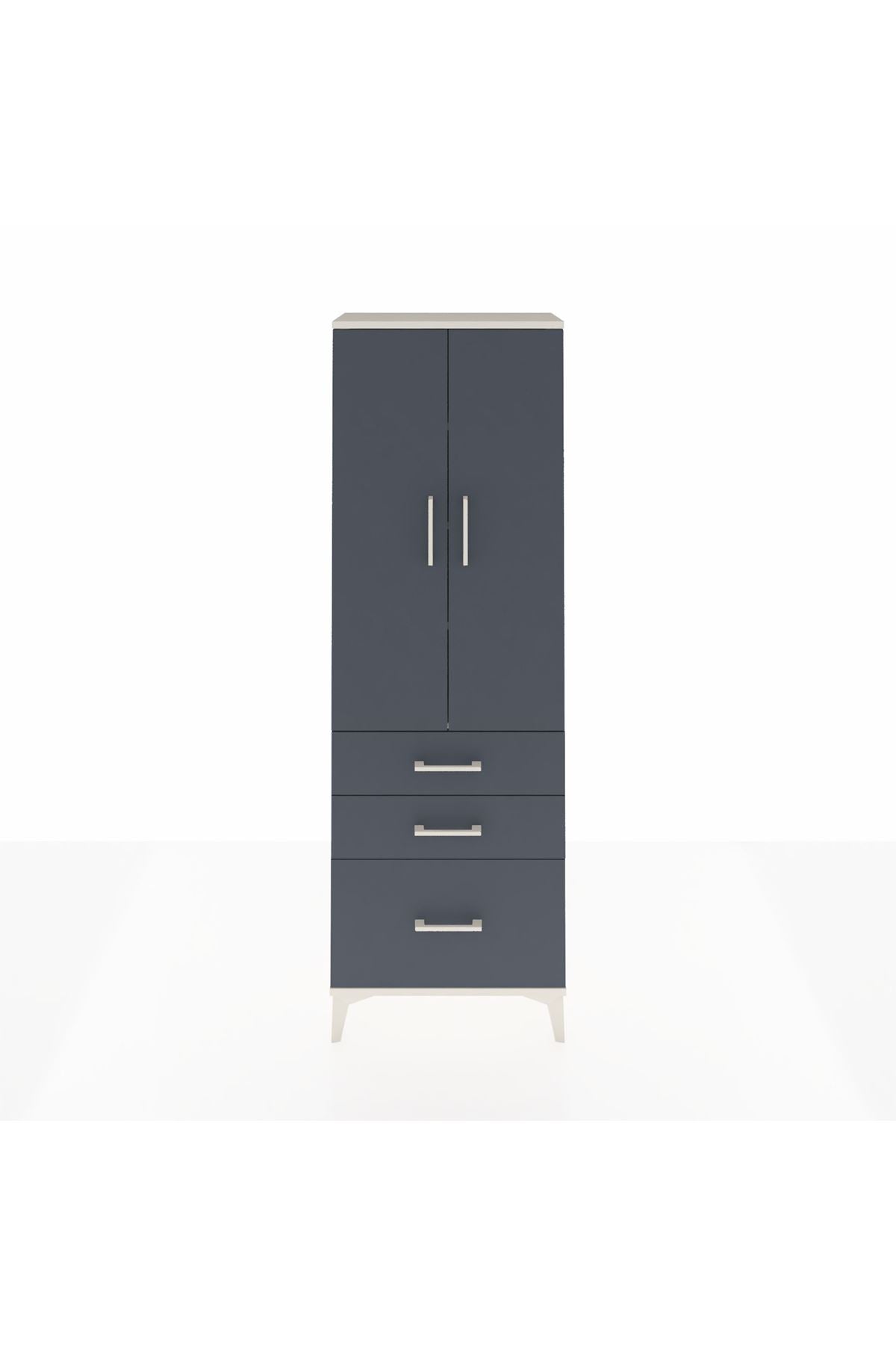 Arges Dolap 4 Raflı 3 Çekmeceli 2 Kapaklı 60x30x182 Aytaşı-Antrasit