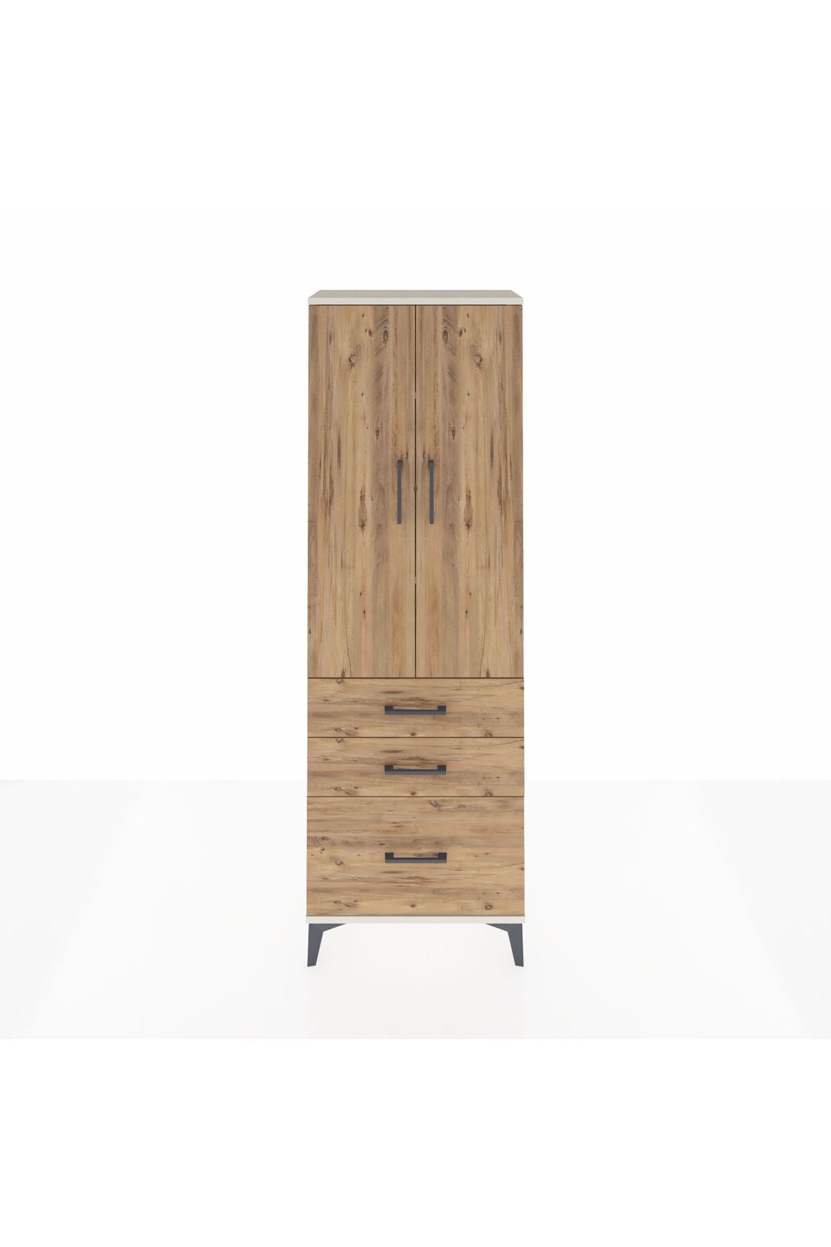 Arges Dolap 4 Raflı 3 Çekmeceli 2 Kapaklı 60x30x182 Aytaşı-Çam