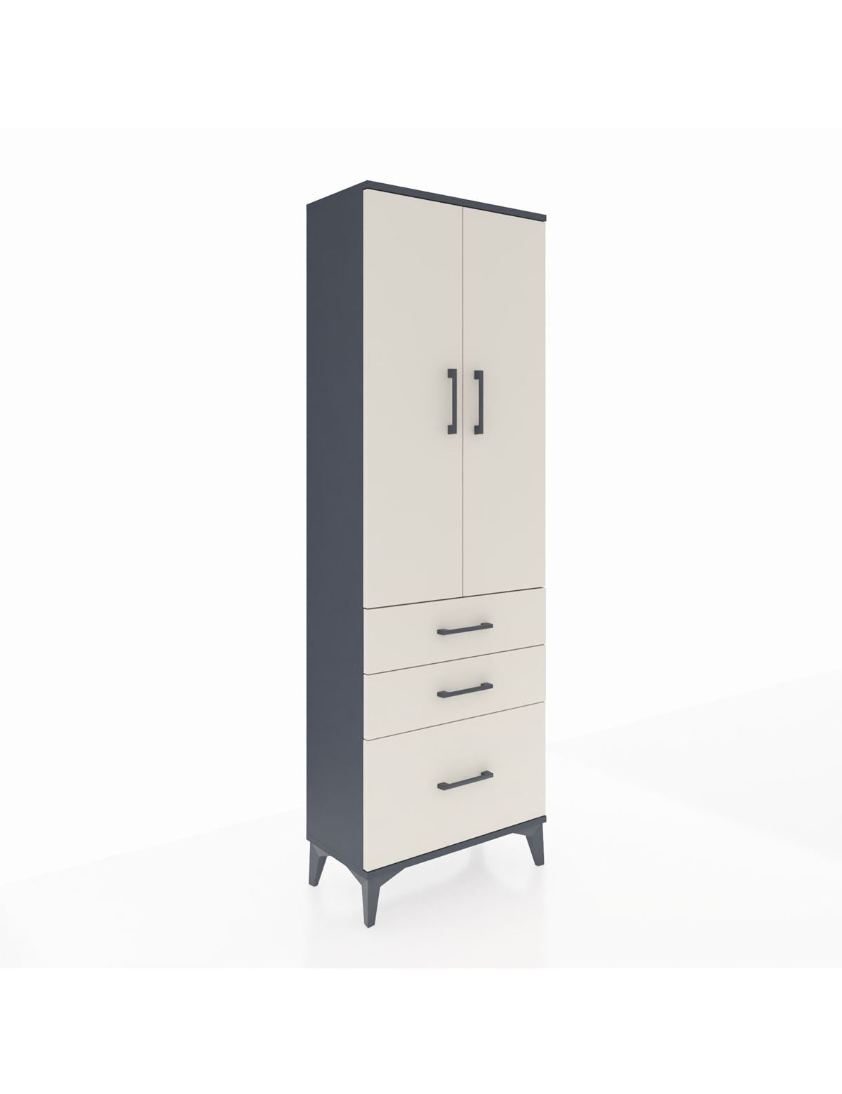 Arges Dolap 4 Raflı 3 Çekmeceli 2 Kapaklı 60x30x182 Antrasit-Aytaşı