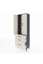 Arges Dolap 4 Raflı 3 Çekmeceli 2 Kapaklı 60x30x182 Antrasit-Aytaşı