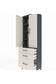 Arges Dolap 4 Raflı 3 Çekmeceli 2 Kapaklı 60x30x182 Antrasit-Aytaşı