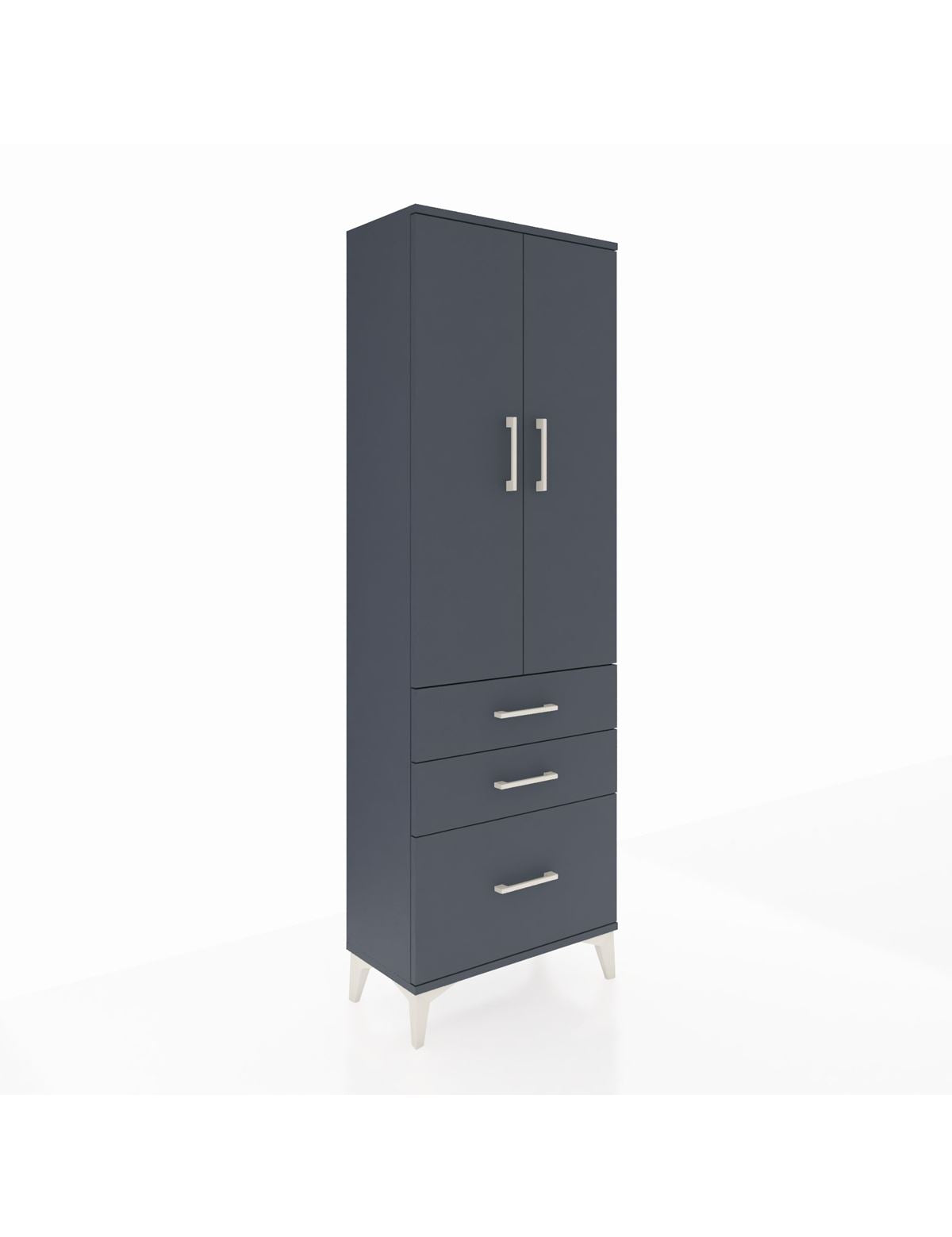 Arges Dolap 4 Raflı 3 Çekmeceli 2 Kapaklı 60x30x182 Antrasit-Antrasit