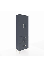 Arges Dolap 4 Raflı 3 Çekmeceli 2 Kapaklı 60x30x182 Antrasit-Antrasit