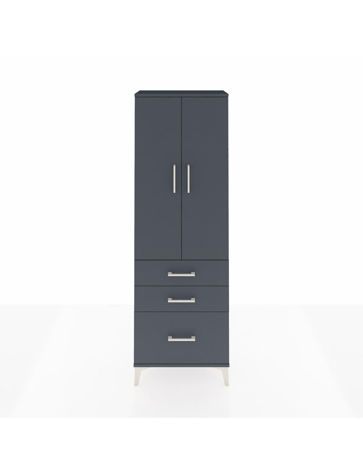 Arges Dolap 4 Raflı 3 Çekmeceli 2 Kapaklı 60x30x182 Antrasit-Antrasit