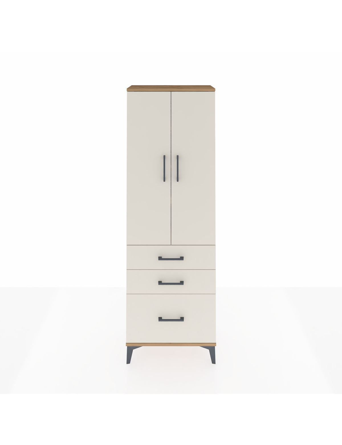 Arges Dolap 4 Raflı 3 Çekmeceli 2 Kapaklı 60x30x182 Çam-Aytaşı