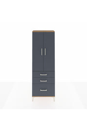 Arges Dolap 4 Raflı 3 Çekmeceli 2 Kapaklı 60x30x182 Çam-Antrasit