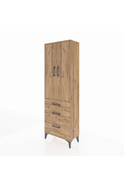 Arges Dolap 4 Raflı 3 Çekmeceli 2 Kapaklı 60x30x182 Çam-Çam