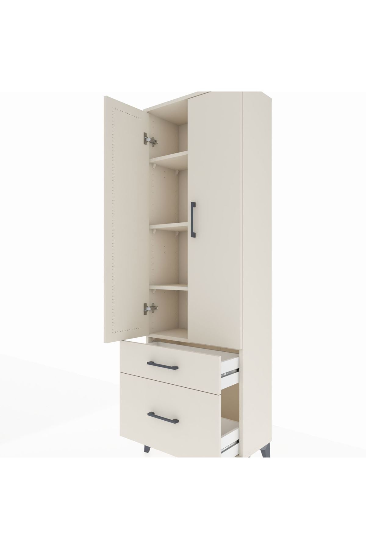 Arges Dolap 4 Raflı 2 Çekmeceli 2 Kapaklı 60x30x182 Aytaşı-Aytaşı