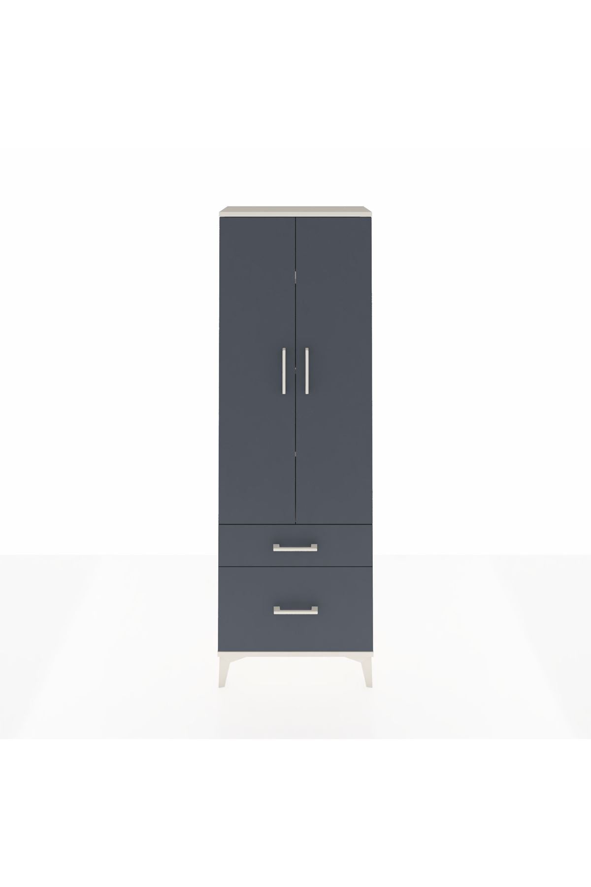 Arges Dolap 4 Raflı 2 Çekmeceli 2 Kapaklı 60x30x182 Aytaşı-Antrasit