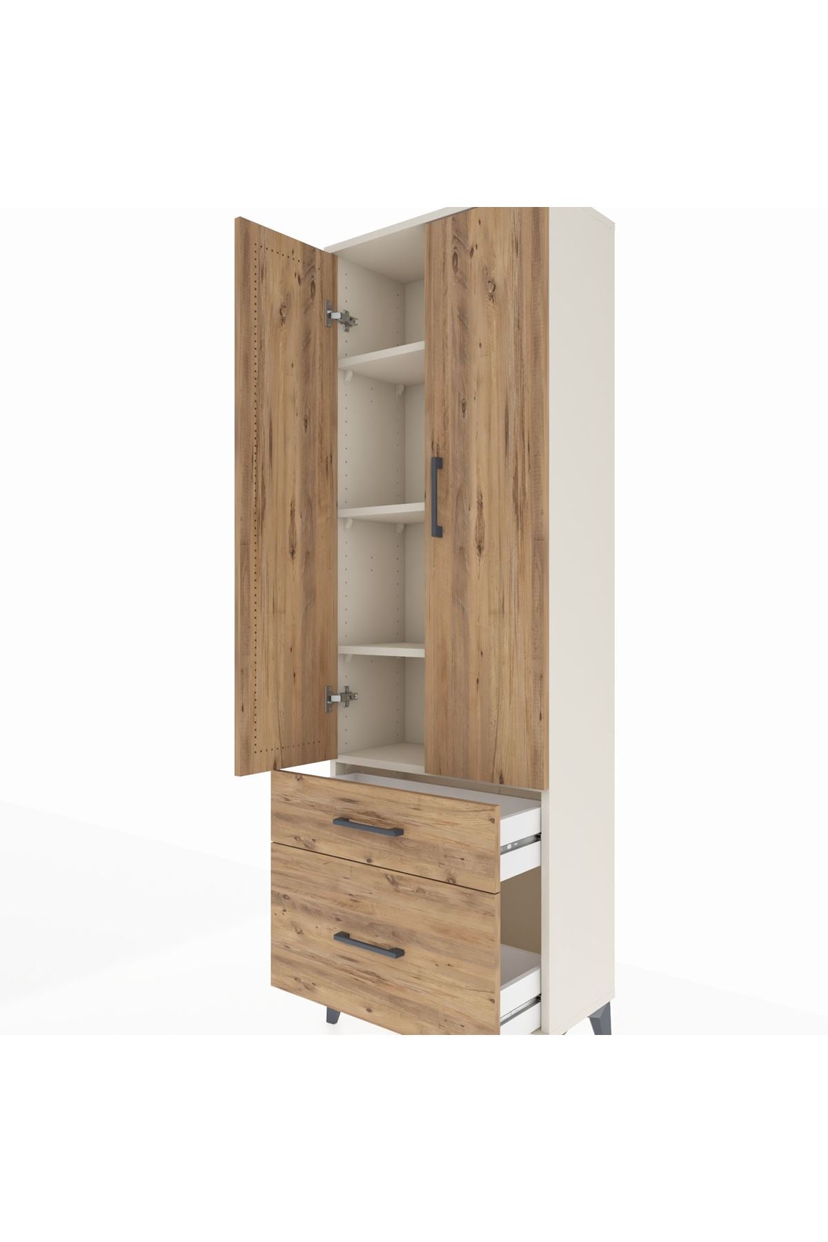 Arges Dolap 4 Raflı 2 Çekmeceli 2 Kapaklı 60x30x182 - S23M015V3A