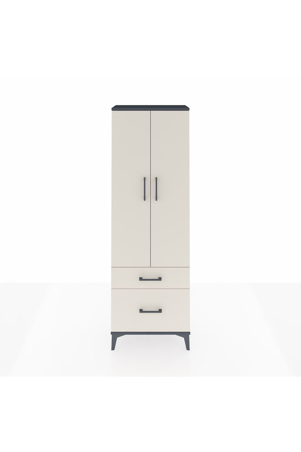 Arges Dolap 4 Raflı 2 Çekmeceli 2 Kapaklı 60x30x182 Antrasit-Aytaşı