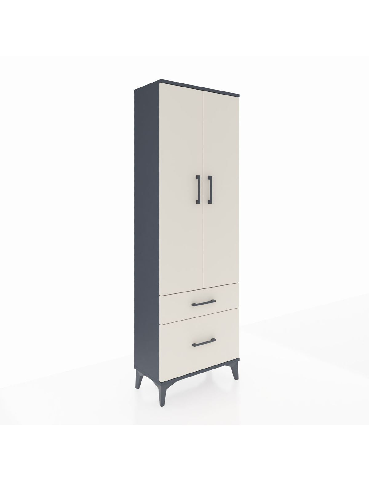 Arges Dolap 4 Raflı 2 Çekmeceli 2 Kapaklı 60x30x182 Antrasit-Aytaşı