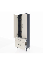 Arges Dolap 4 Raflı 2 Çekmeceli 2 Kapaklı 60x30x182 Antrasit-Aytaşı