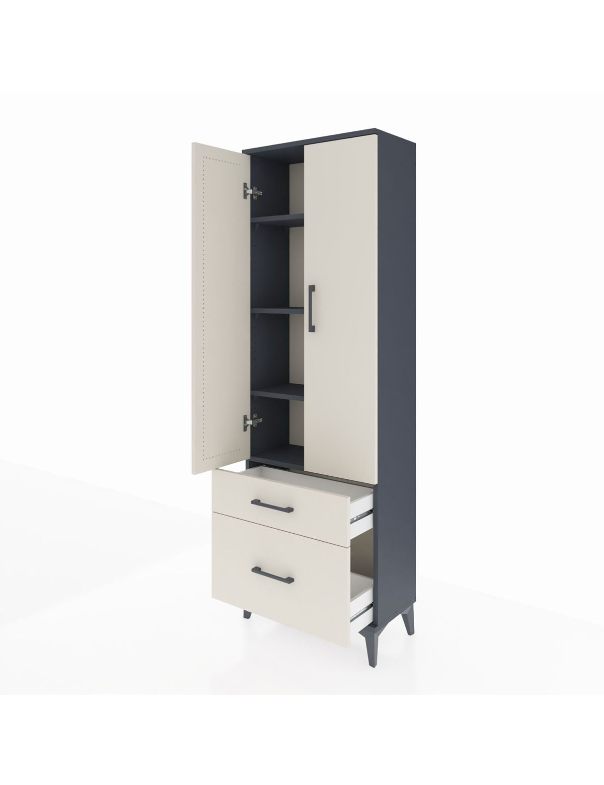Arges Dolap 4 Raflı 2 Çekmeceli 2 Kapaklı 60x30x182 - S23M015V4A
