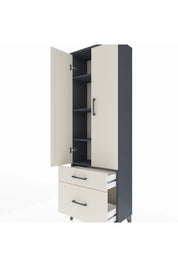 Arges Dolap 4 Raflı 2 Çekmeceli 2 Kapaklı 60x30x182 Antrasit-Aytaşı