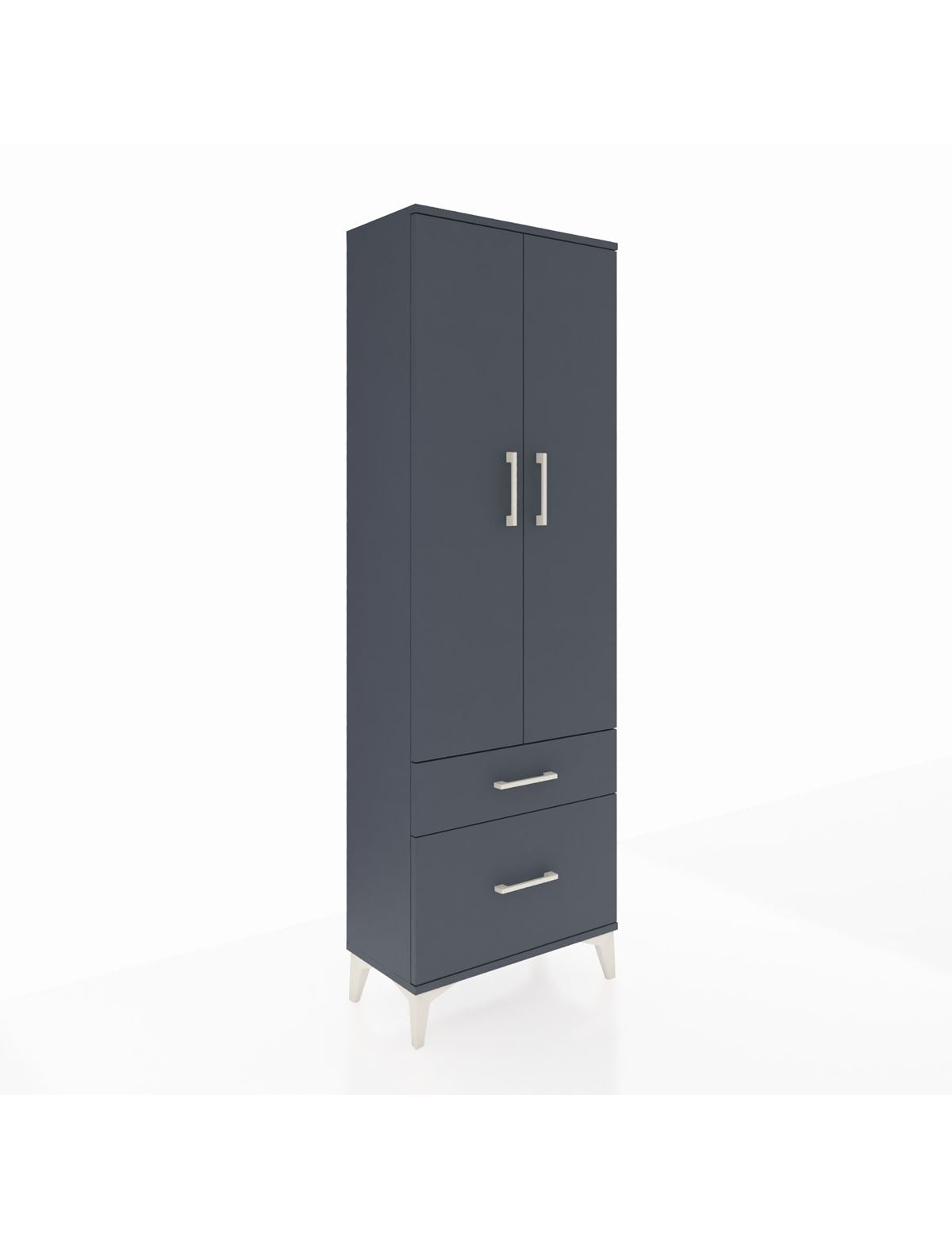 Arges Dolap 4 Raflı 2 Çekmeceli 2 Kapaklı 60x30x182 Antrasit-Antrasit