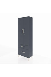 Arges Dolap 4 Raflı 2 Çekmeceli 2 Kapaklı 60x30x182 Antrasit-Antrasit