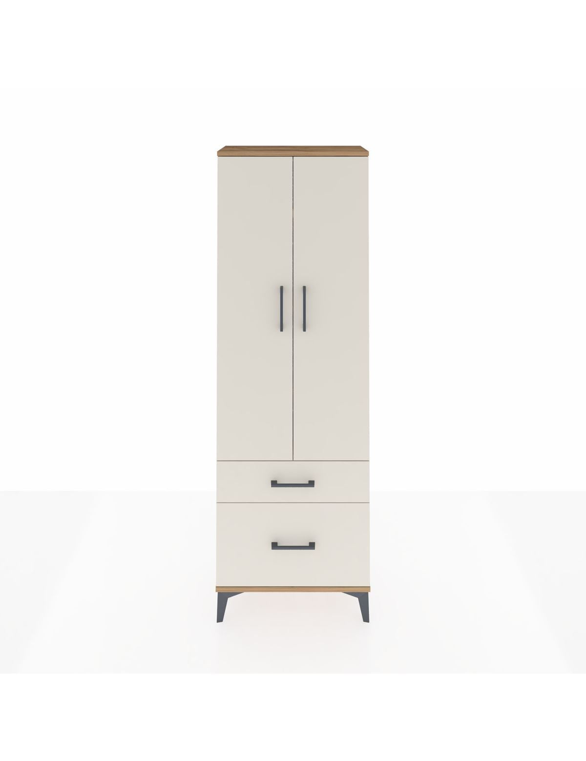 Arges Dolap 4 Raflı 2 Çekmeceli 2 Kapaklı 60x30x182 Çam-Aytaşı