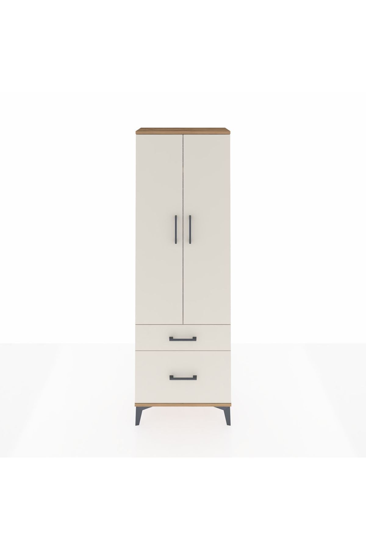 Arges Dolap 4 Raflı 2 Çekmeceli 2 Kapaklı 60x30x182 Çam-Aytaşı