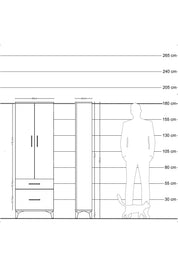 Arges Dolap 4 Raflı 2 Çekmeceli 2 Kapaklı 60x30x182 - S23M015V8A
