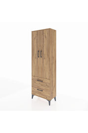 Arges Dolap 4 Raflı 2 Çekmeceli 2 Kapaklı 60x30x182 Çam-Çam