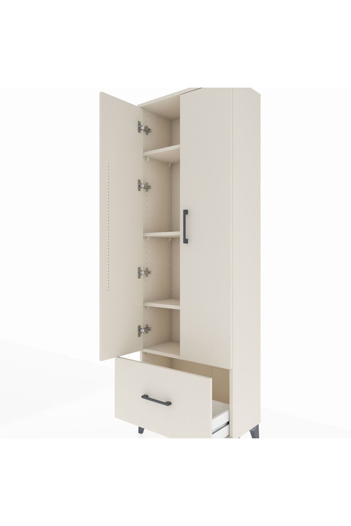 Arges Dolap 4 Raflı Tek Çekmeceli 2 Kapaklı 60x30x182 Aytaşı-Aytaşı