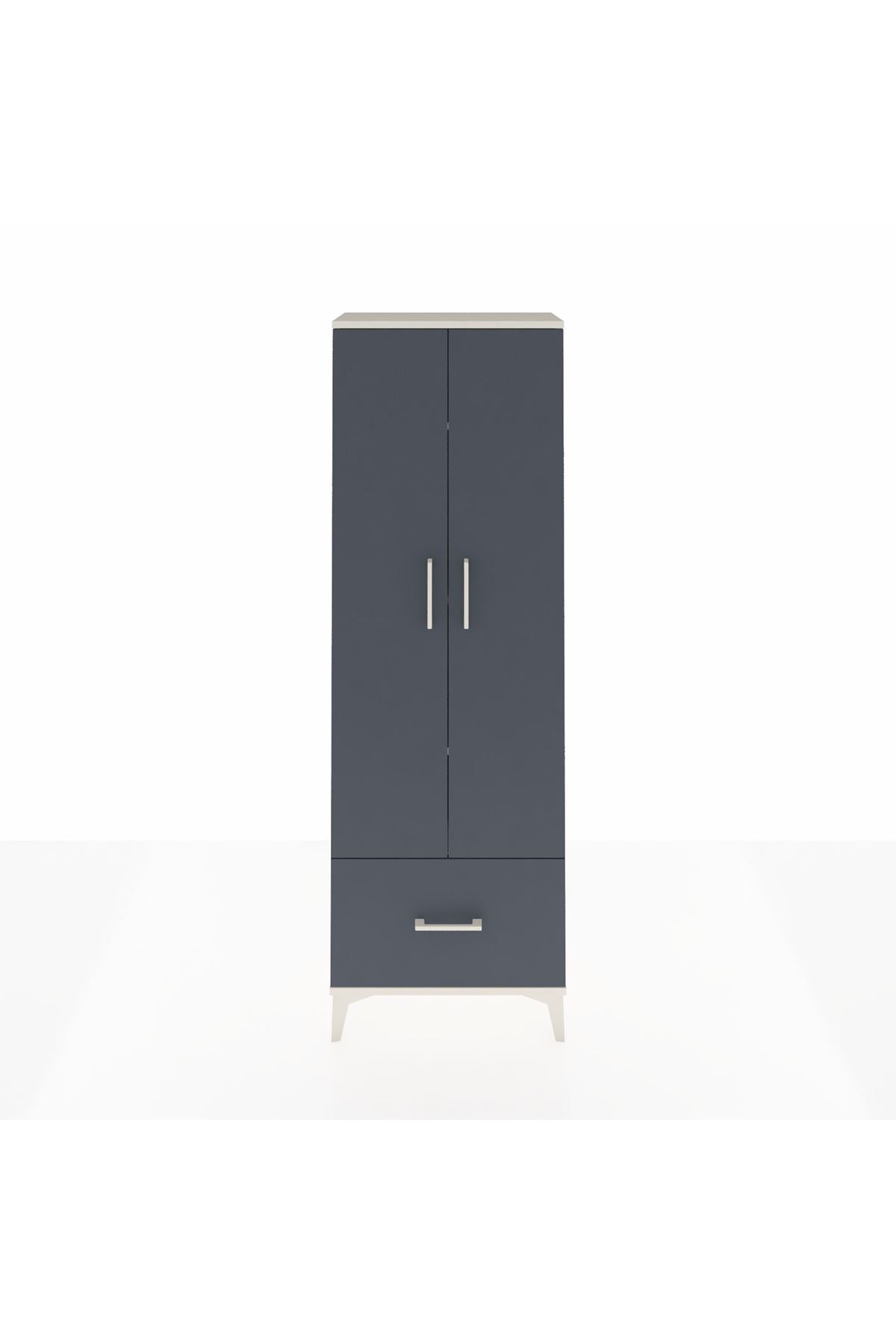 Arges Dolap 4 Raflı Tek Çekmeceli 2 Kapaklı 60x30x182 Aytaşı-Antrasit