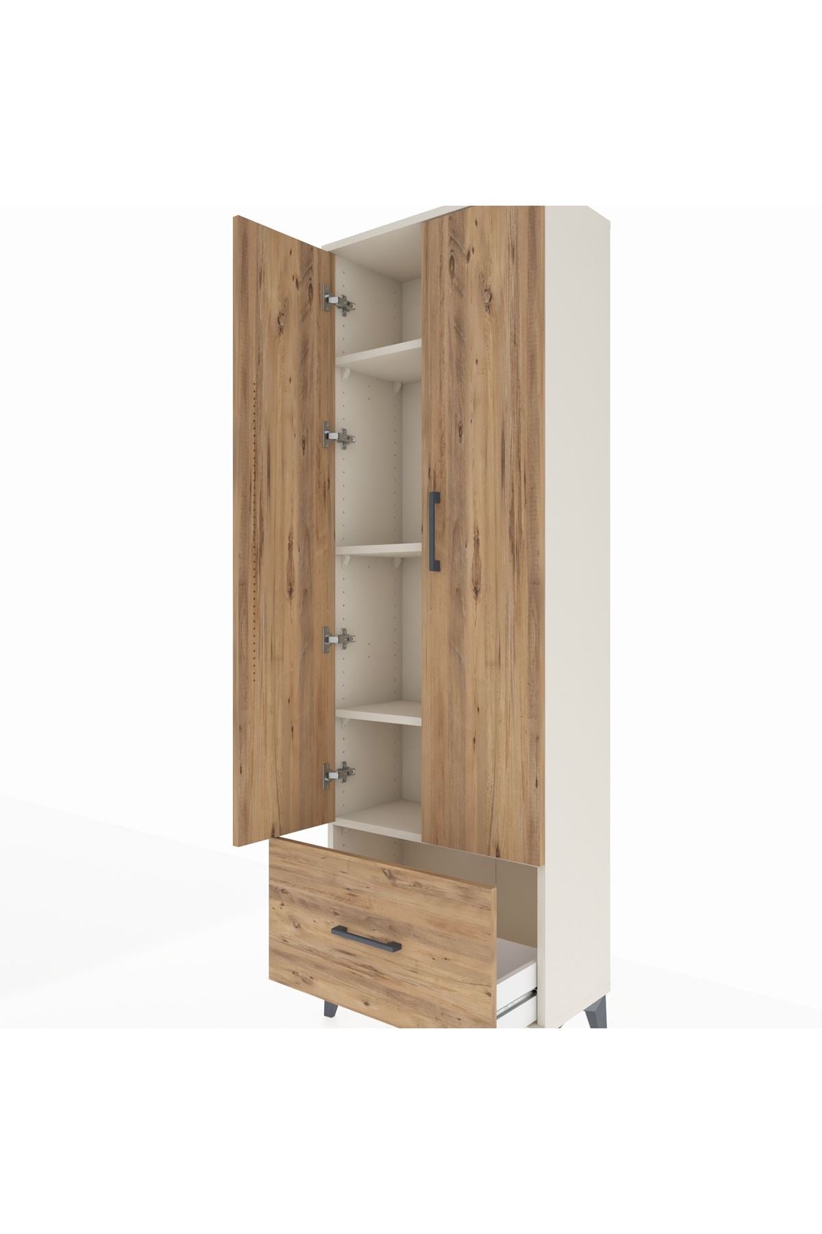 Arges Dolap 4 Raflı Tek Çekmeceli 2 Kapaklı 60x30x182 Aytaşı-Çam