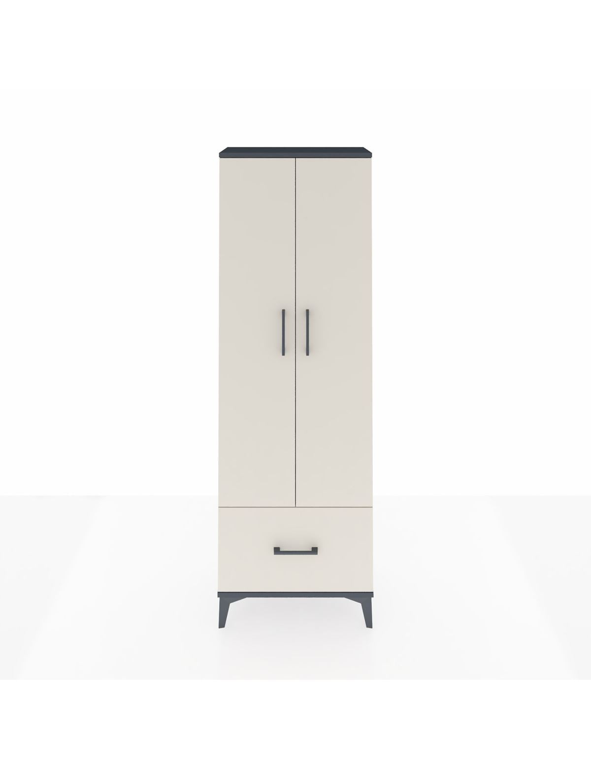 Arges Dolap 4 Raflı Tek Çekmeceli 2 Kapaklı 60x30x182 Antrasit-Aytaşı