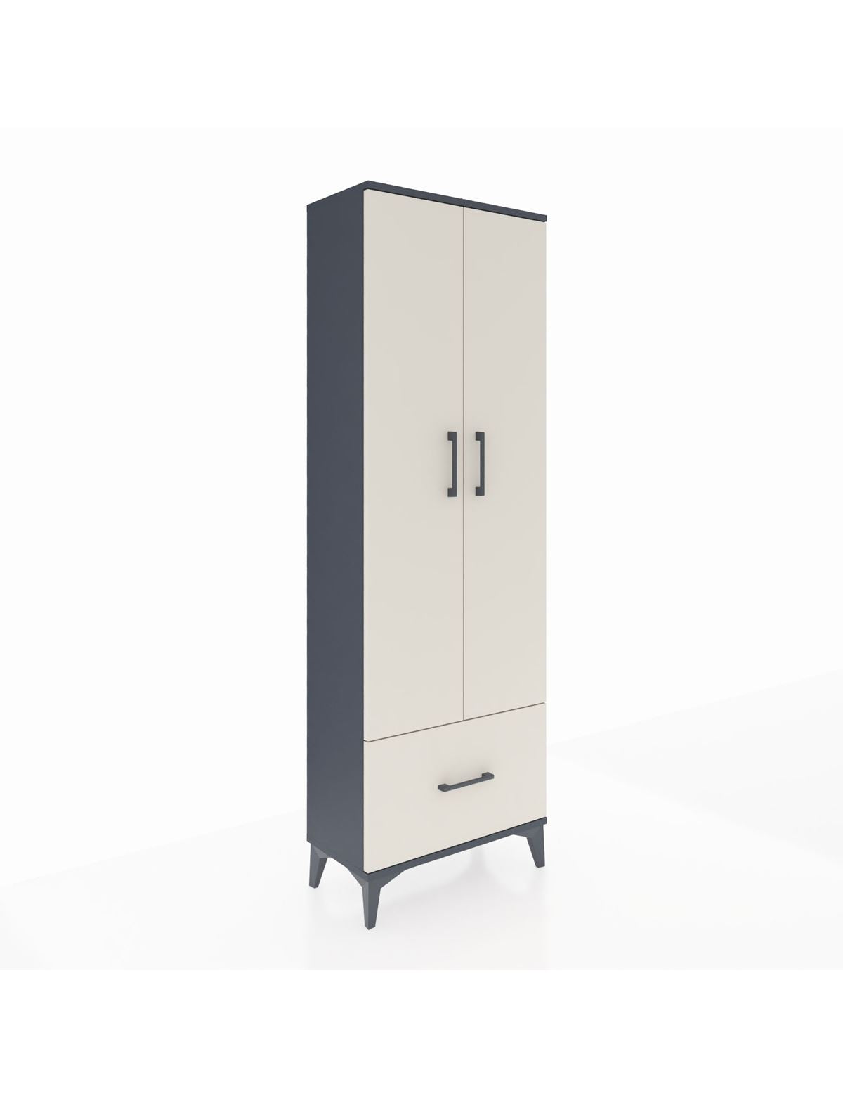 Arges Dolap 4 Raflı Tek Çekmeceli 2 Kapaklı 60x30x182 Antrasit-Aytaşı