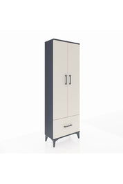 Arges Dolap 4 Raflı Tek Çekmeceli 2 Kapaklı 60x30x182 Antrasit-Aytaşı