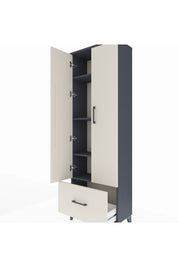 Arges Dolap 4 Raflı Tek Çekmeceli 2 Kapaklı 60x30x182 Antrasit-Aytaşı