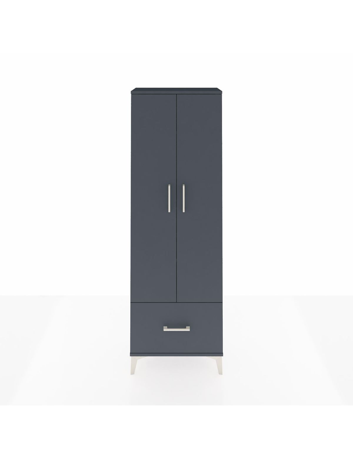 Arges Dolap 4 Raflı Tek Çekmeceli 2 Kapaklı 60x30x182 Antrasit-Antrasit