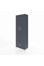 Arges Dolap 4 Raflı Tek Çekmeceli 2 Kapaklı 60x30x182 Antrasit-Antrasit