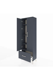 Arges Dolap 4 Raflı Tek Çekmeceli 2 Kapaklı 60x30x182 Antrasit-Antrasit