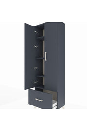 Arges Dolap 4 Raflı Tek Çekmeceli 2 Kapaklı 60x30x182 Antrasit-Antrasit