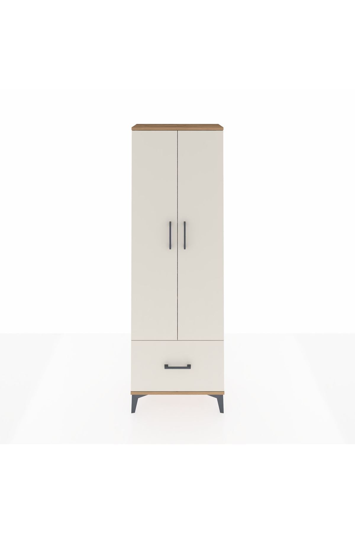 Arges Dolap 4 Raflı Tek Çekmeceli 2 Kapaklı 60x30x182 Çam-Aytaşı