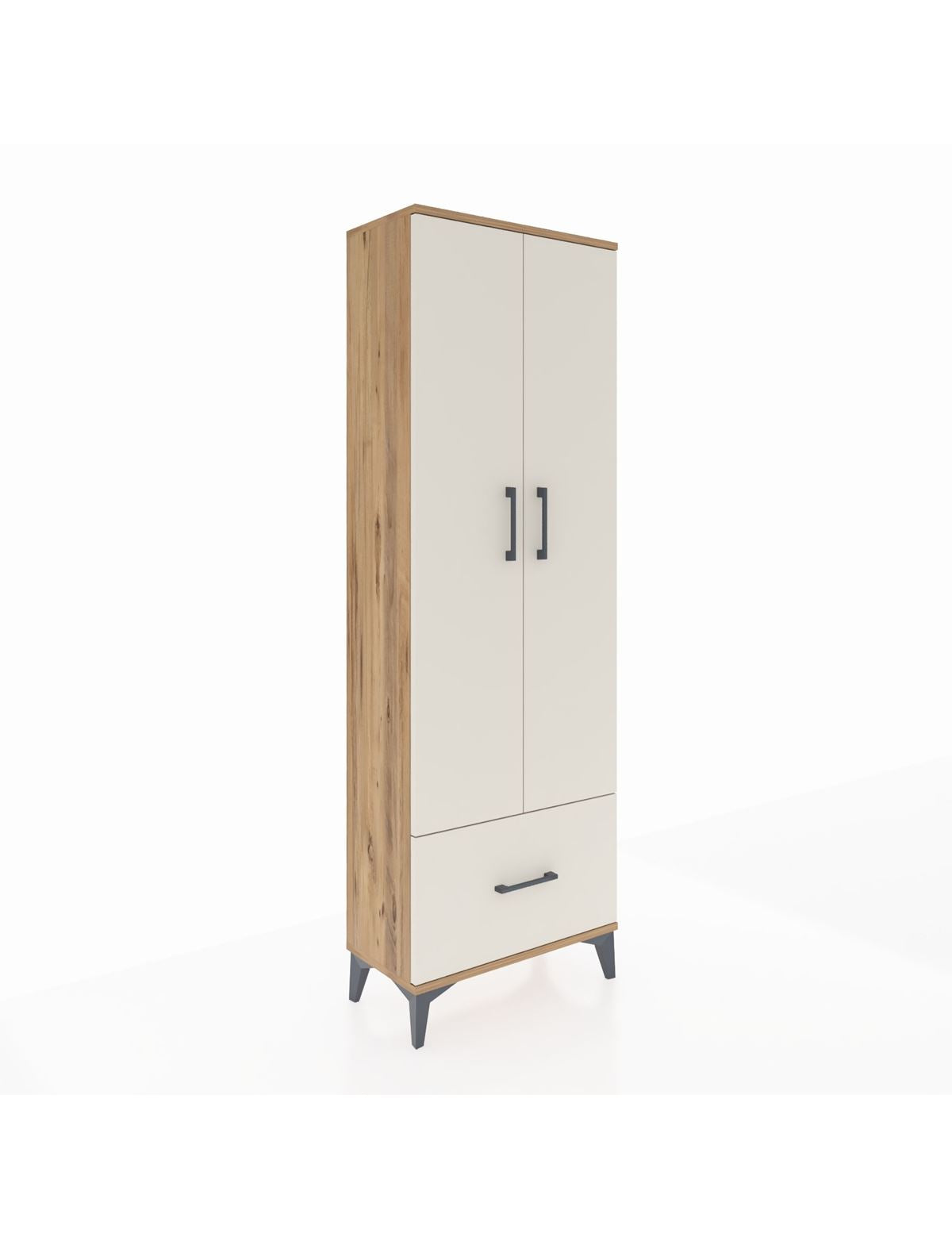 Arges Dolap 4 Raflı Tek Çekmeceli 2 Kapaklı 60x30x182 Çam-Aytaşı