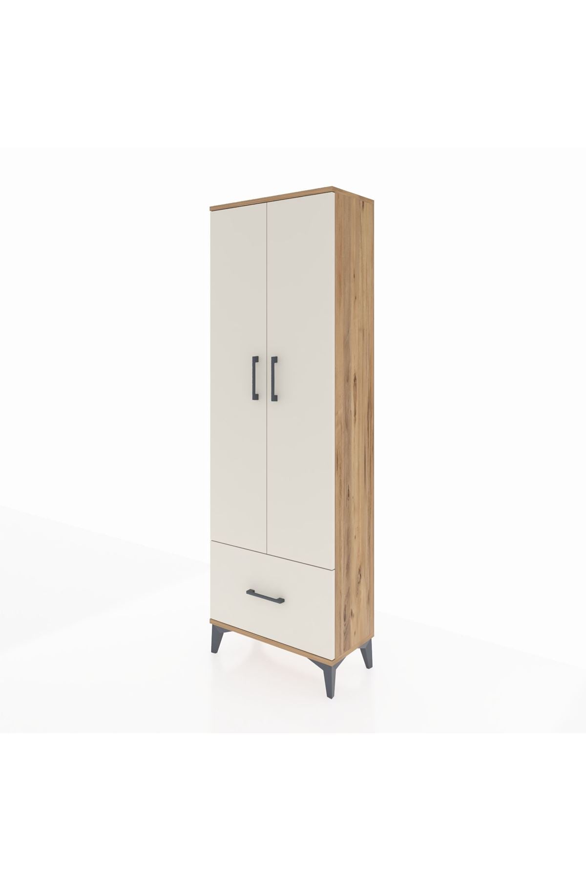 Arges Dolap 4 Raflı Tek Çekmeceli 2 Kapaklı 60x30x182 Çam-Aytaşı