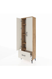 Arges Dolap 4 Raflı Tek Çekmeceli 2 Kapaklı 60x30x182 Çam-Aytaşı