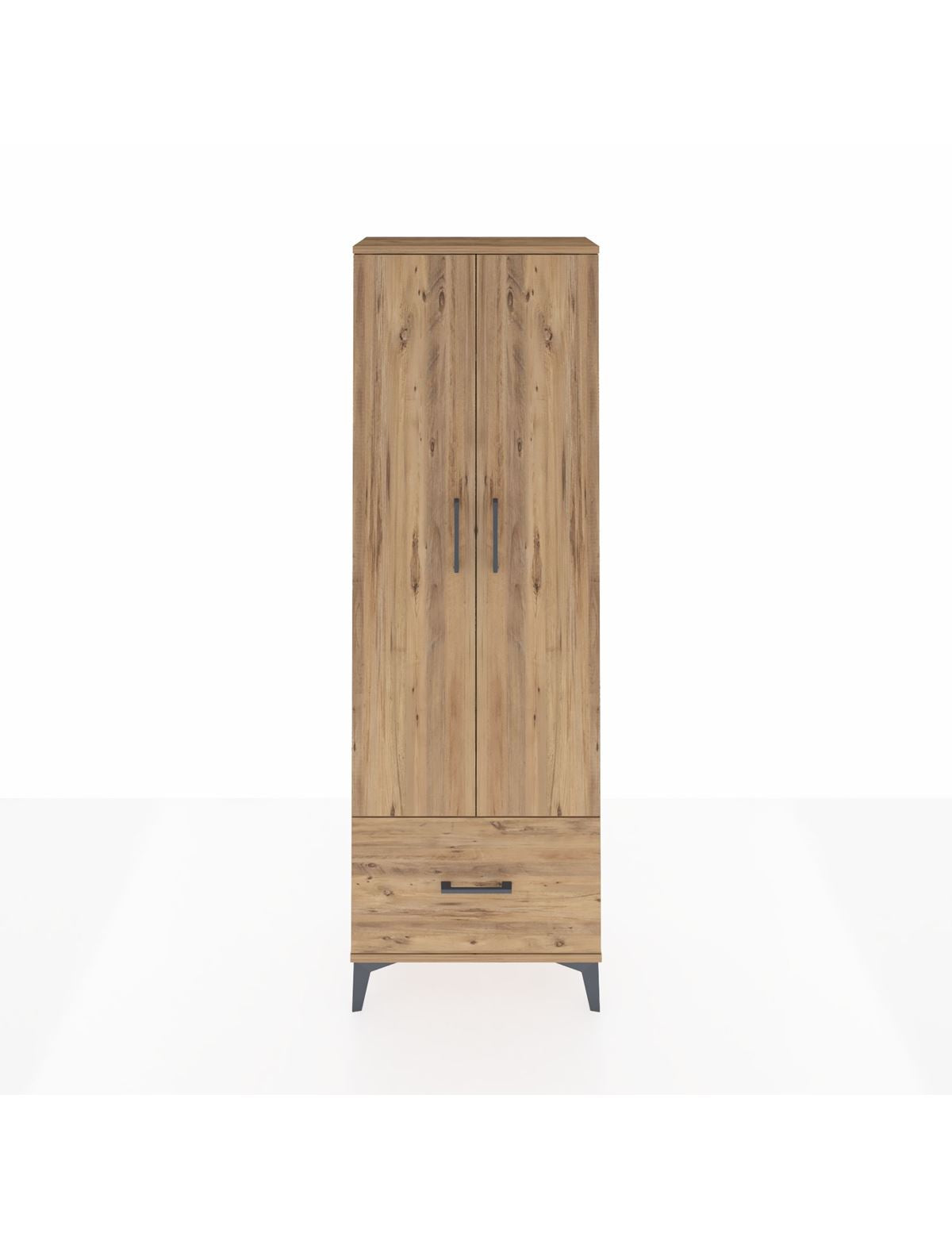 Arges Dolap 4 Raflı Tek Çekmeceli 2 Kapaklı 60x30x182 Çam-Çam