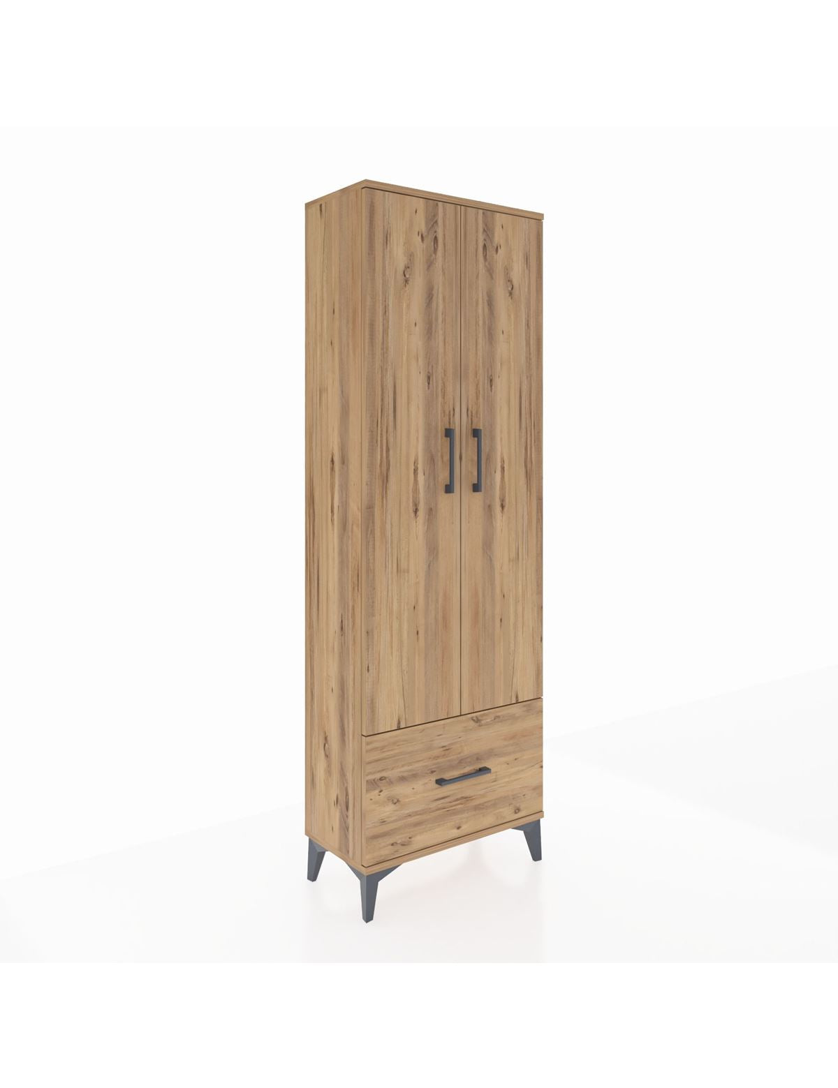 Arges Dolap 4 Raflı Tek Çekmeceli 2 Kapaklı 60x30x182 Çam-Çam