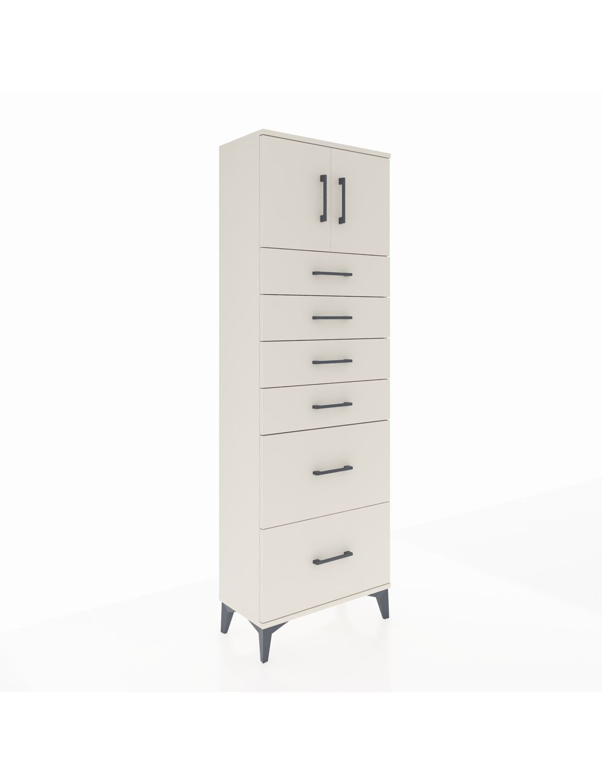 Arges Dolap Tek Raflı 6 Çekmeceli 2 Kapaklı 60x30x182 Aytaşı-Aytaşı