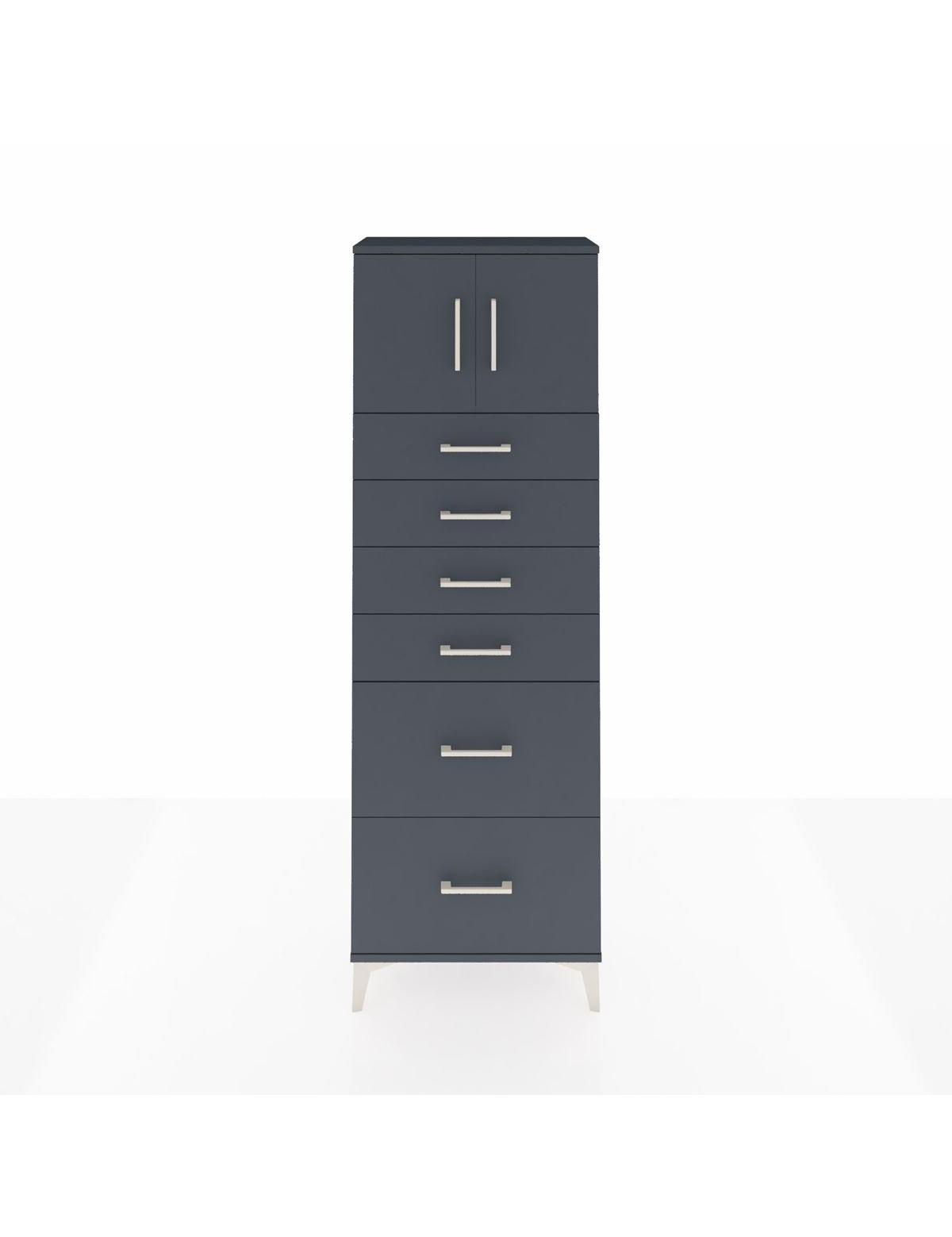 Arges Dolap Tek Raflı 6 Çekmeceli 2 Kapaklı 60x30x182 Antrasit-Antrasit