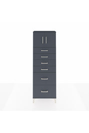 Arges Dolap Tek Raflı 6 Çekmeceli 2 Kapaklı 60x30x182 Antrasit-Antrasit