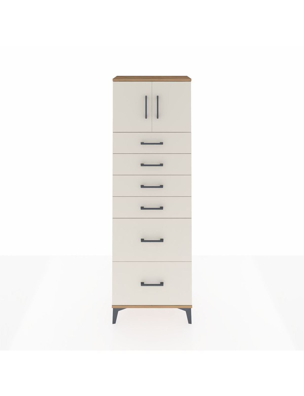 Arges Dolap Tek Raflı 6 Çekmeceli 2 Kapaklı 60x30x182 Çam-Aytaşı