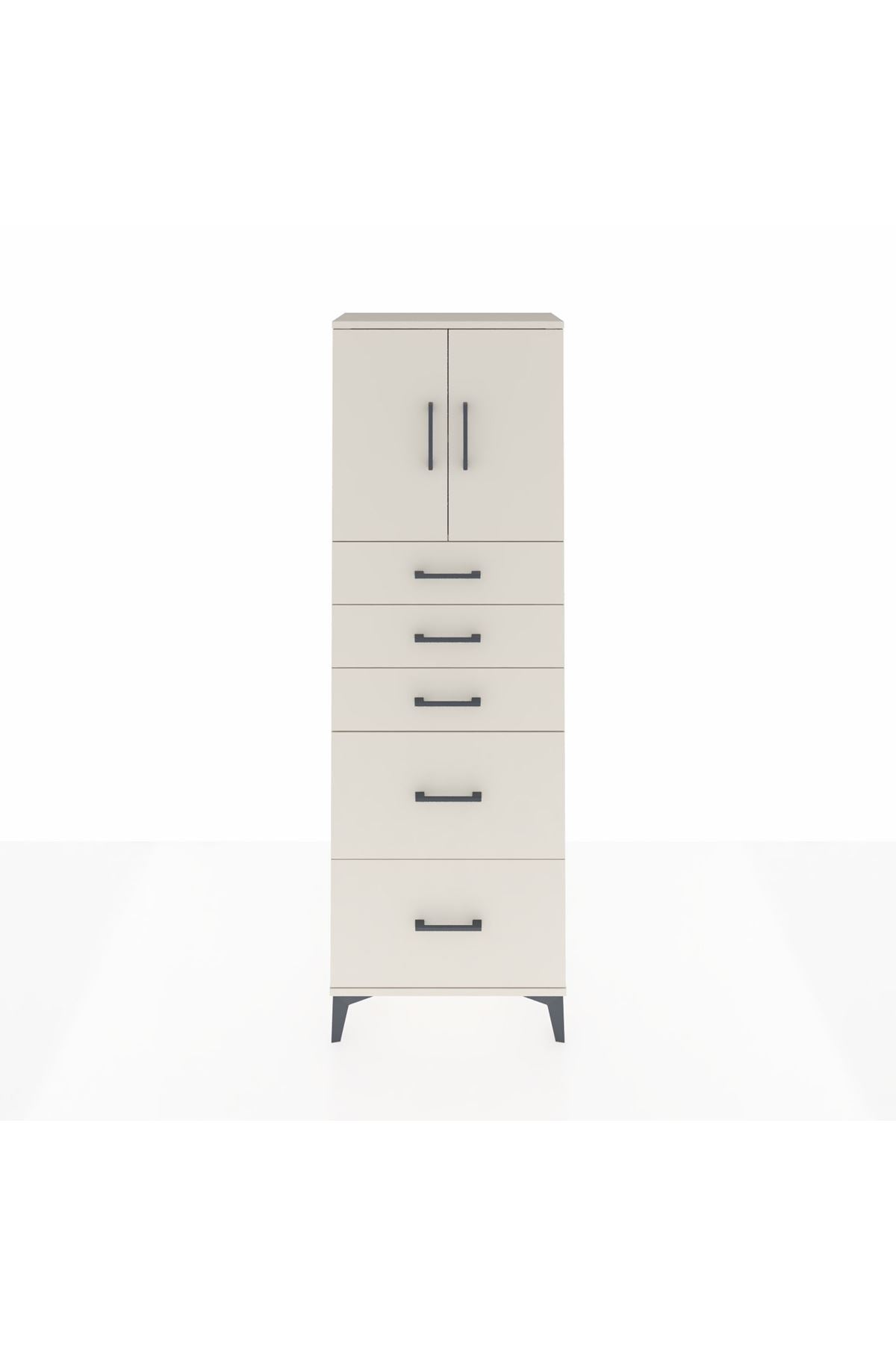 Arges Dolap 2 Raflı 5 Çekmeceli 2 Kapaklı 60x30x182 Aytaşı-Aytaşı