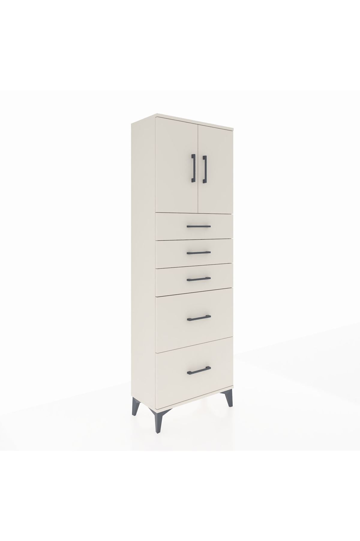 Arges Dolap 2 Raflı 5 Çekmeceli 2 Kapaklı 60x30x182 Aytaşı-Aytaşı